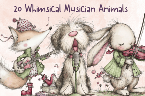 Download Whimsical Musician Animals Clipart Set - Animals clipart Collection