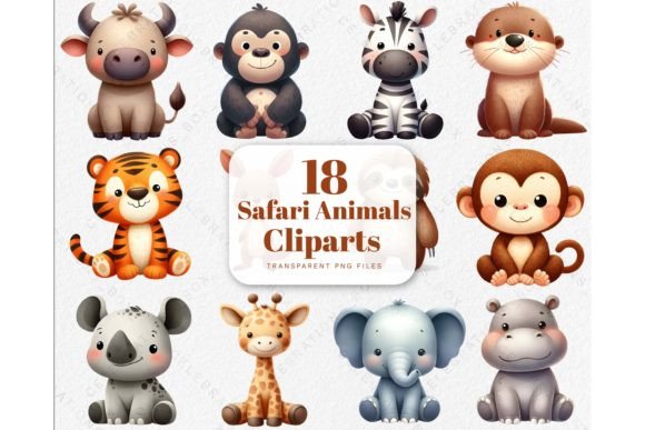 Download Watercolor Cute Safari Animals Clipart - Animals clipart Collection
