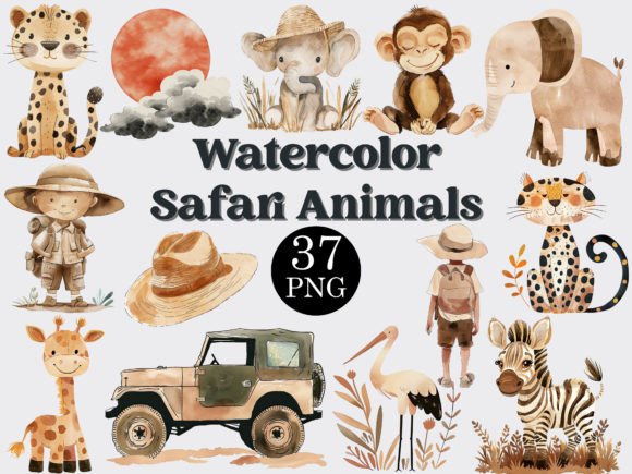 Download Watercolor Safari Animals Clipart Bundle - Animals clipart Collection