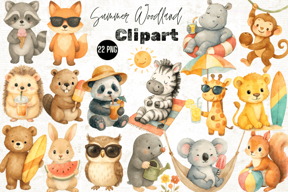 Download Summer Woodland Animals Clipart Bundle - Animals clipart Collection