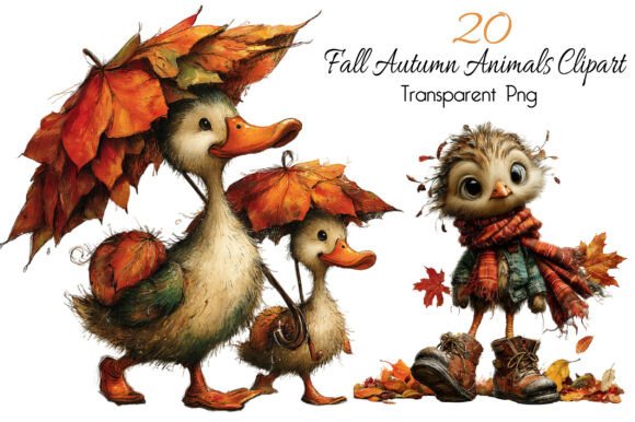Download Whimsical Fall Autumn Animals Clipart - Animals clipart Collection