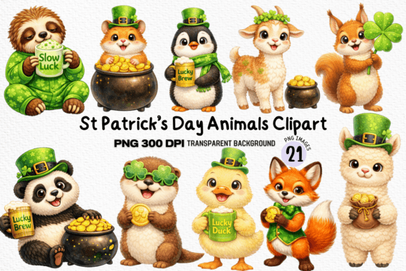 Download St Patrick’s Day Cute Animals Clipart - Animals clipart Collection