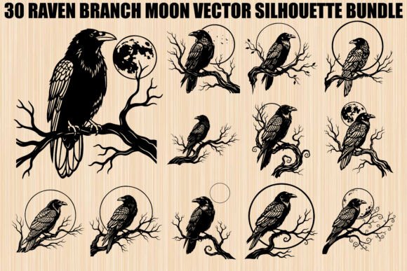 Download Raven Branch Moon Silhouette Bundle - Moon Collection