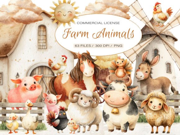 Download Watercolor Baby Farm Animals Clipart - Animals clipart Collection