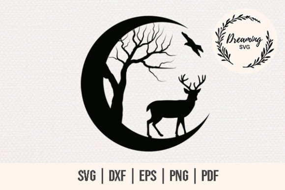 Download Deer SVG - Moon Wildlife SVG - Buck SVG - Moon Collection