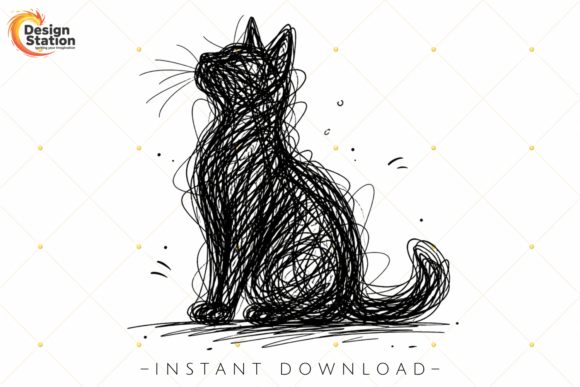 Download Abstract Cat Minimal Line Art PNG - Cat Collection