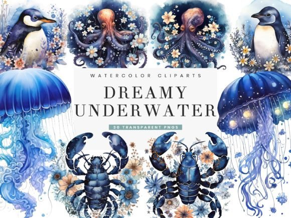 Download Watercolor Dreamy Underwater Clipart - Underwater clipart Collection