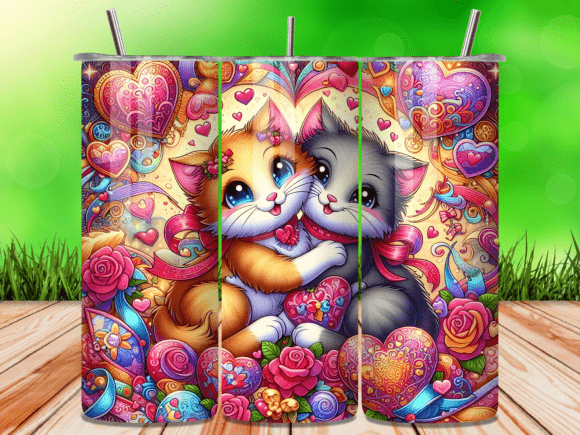 Download Hugging Cats Hearts Valentine Tumbler - Cat Collection