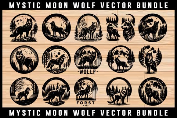 Download Mystic Moon Wolf Silhouette Vector Pack - Premium Resources