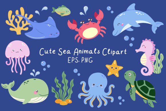 Download Cute Sea Animals Clipart - Animals clipart Collection