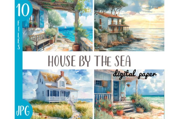 Download Watercolor Houses by the Sea Clipart - Premium Resources