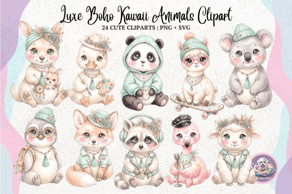 Download Luxe Boho Kawaii Animals Clipart - Animals clipart Collection