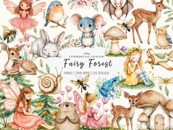 Download Charming Fairy Woodland Animals Clipart - Animals clipart Collection