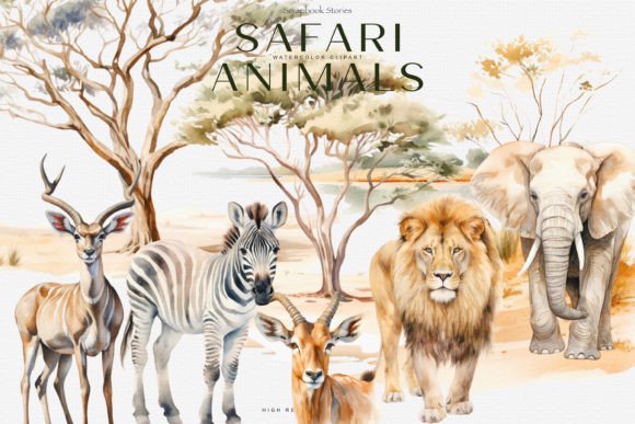 Download Watercolor Safari Animals Clipart Set - Animals clipart Collection