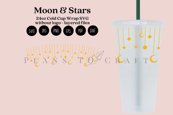 Download Moon &amp; Stars 24oz Cold Cup Tumbler Wrap - Moon Collection