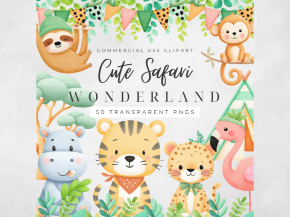 Download Safari Animals Clipart Watercolor PNG - Animals clipart Collection