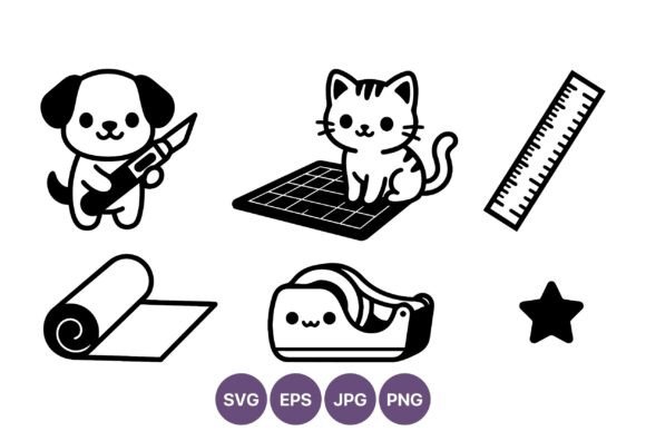 Download Cute Cartoon Dog and Cat Craft Supplies - Cat Collection