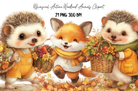 Download Whimsical Autumn Animals Clipart - Animals clipart Collection