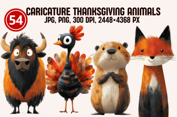 Download Caricature Thanksgiving Animals - Cat Collection