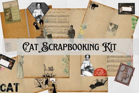 Download Cat Junk Journal, Cat Scrapbooking Kit - Cat Collection