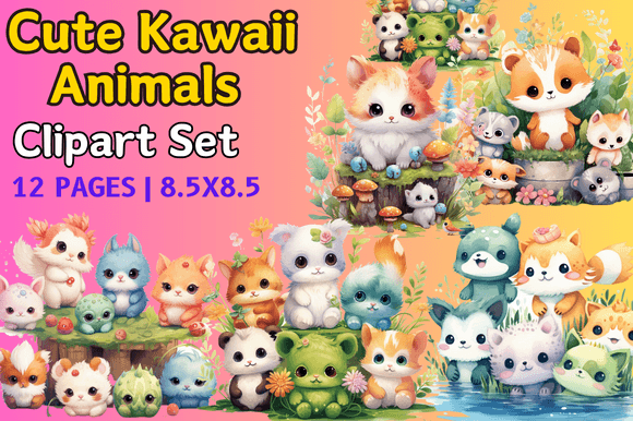 Download Cute Kawaii Animals Clipart Set - Animals clipart Collection