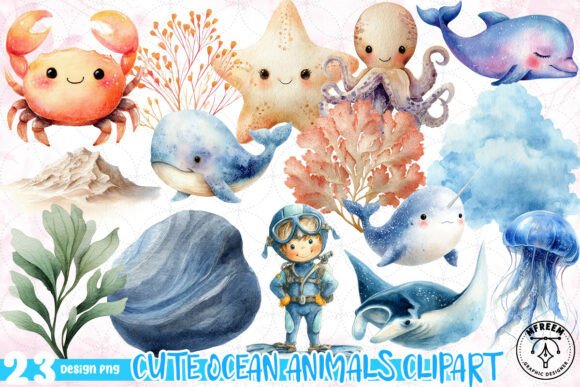 Download Cute Ocean Animals Clipart PNG - Animals clipart Collection