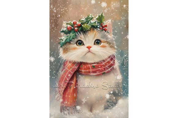 Download Christmas Persian Cat Cozy Winter Art - Cat Collection