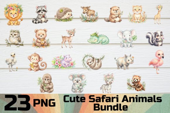 Download Cute Safari Animals Clipart PNG Bundle - Animals clipart Collection