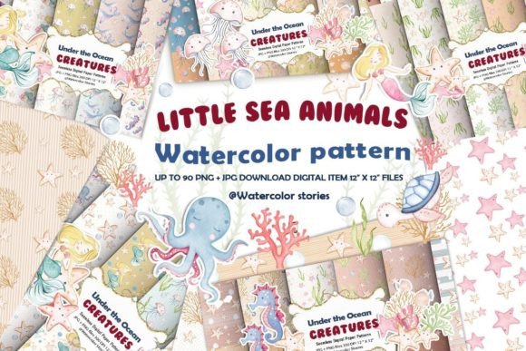 Download Little Sea Animals Pattern Bundle - Sea animals pattern Collection