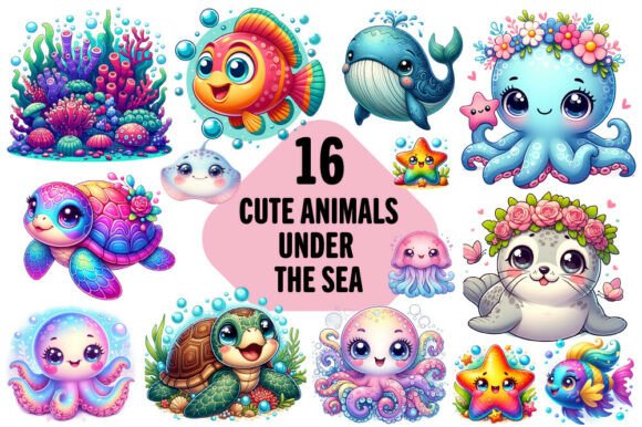 Download Cute Sea Animals Clipart Bundle - Animals clipart Collection