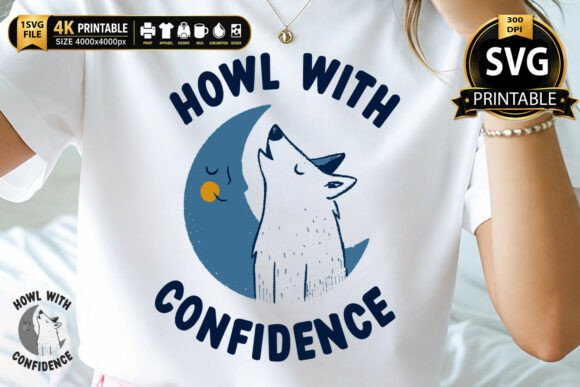 Download Howl with Confidence Moon Wolf Design - Moon Collection