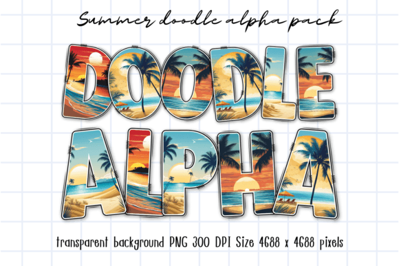 Download Summer Vacation Sea Beach Doodle Letters - Cat Collection