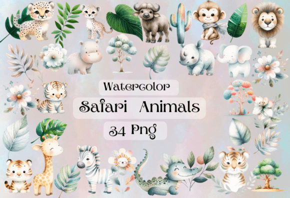 Download Watercolor Safari Animals Clipart Png - Animals clipart Collection